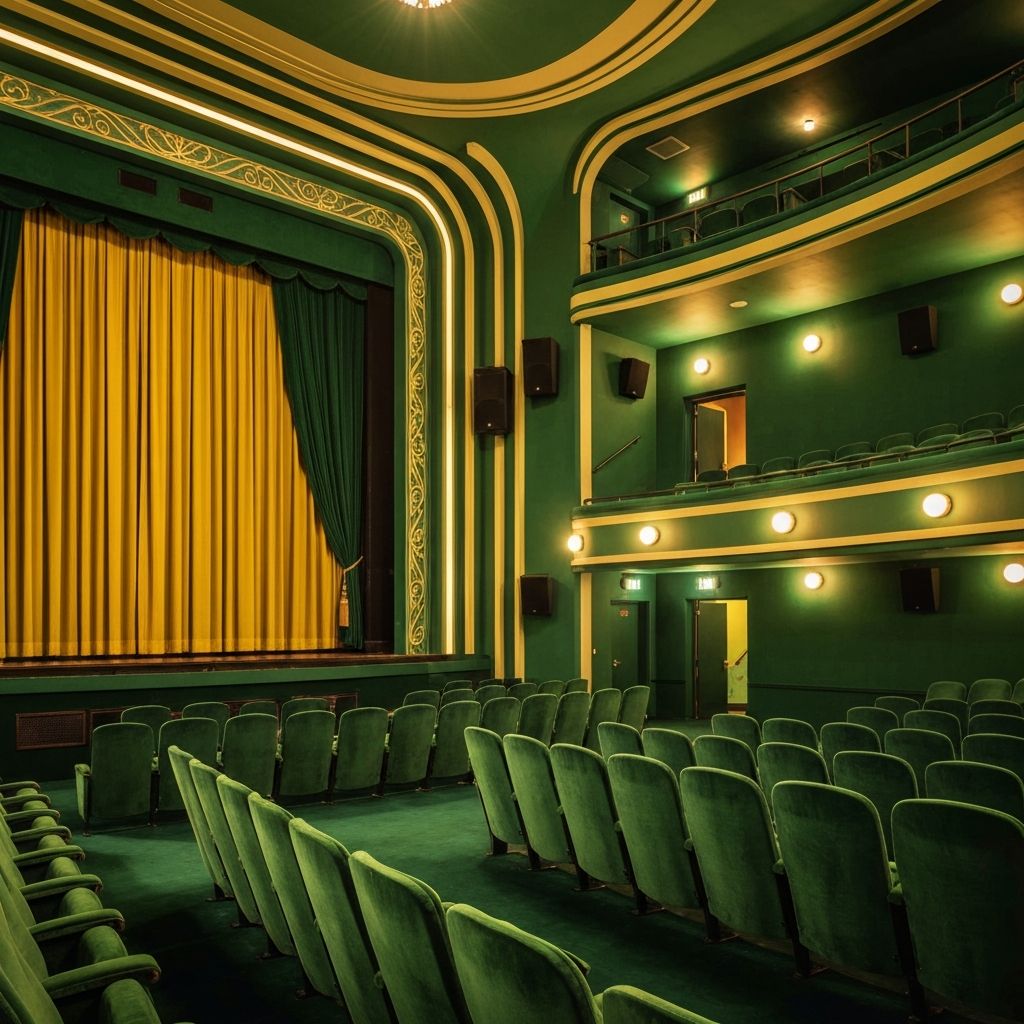 Vintage green art deco cinema interior